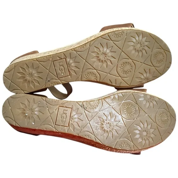 UGG Women's Zoe II Leather Cork Wedge Ankle Strap Sandals size 8.5 - Picture 6 of 8